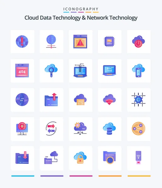 Creative Cloud Data Technology Network Technology Flat Icon Pack Computing — Stockový vektor