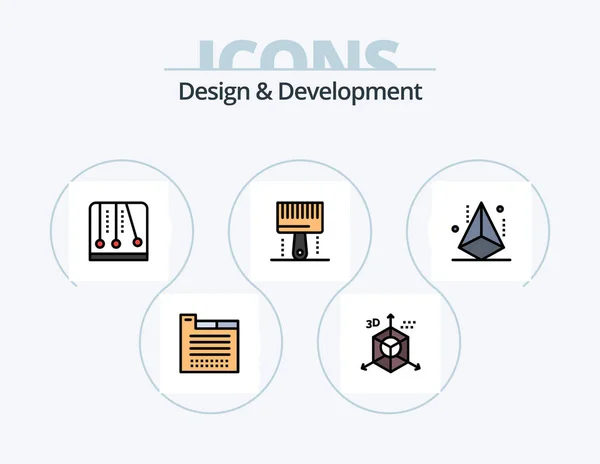 Design Development Line Filled Icon Pack Icon Design Web Design — Archivo Imágenes Vectoriales