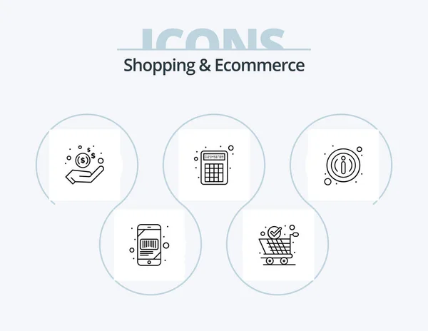 Shopping Ecommerce Line Icon Pack Icon Design Sale Money Label — 图库矢量图片