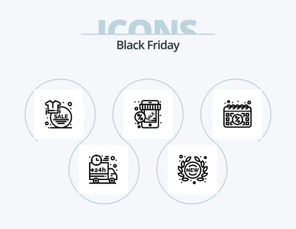 Black Friday Line Pictogram Pack Pictogram Design Label Een Doos — Stockvector