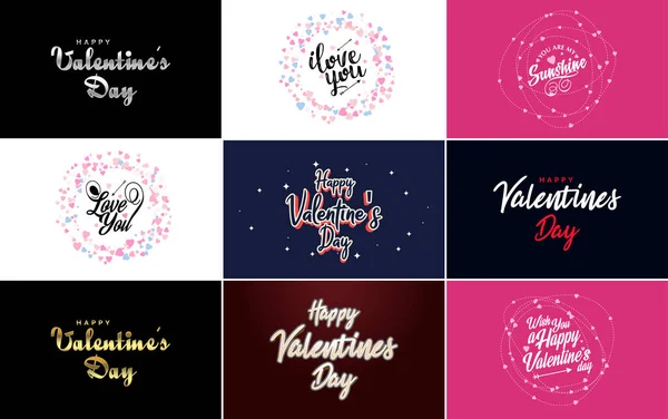Шаблон Поздравительных Открыток День Святого Валентина Романтической Темой Красно Розовой — стоковый вектор