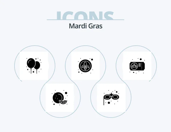 Mardi Gras Glyph Icon Pack Icon Design Máscara Fiesta Mardi — Vector de stock