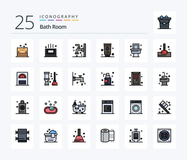 Bath Room Line Filled Icon Pack Including Mop Bath Cleaning — Stockvector