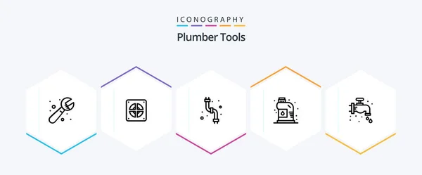 Plumber Line Icon Pack Including Mechanical Plumbing Mechanical Plumber Cleaner — Image vectorielle