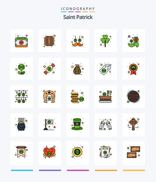 Creative Saint Patrick Line Pacote Ícones Preenchido Como Shamrock Patrick — Vetor de Stock