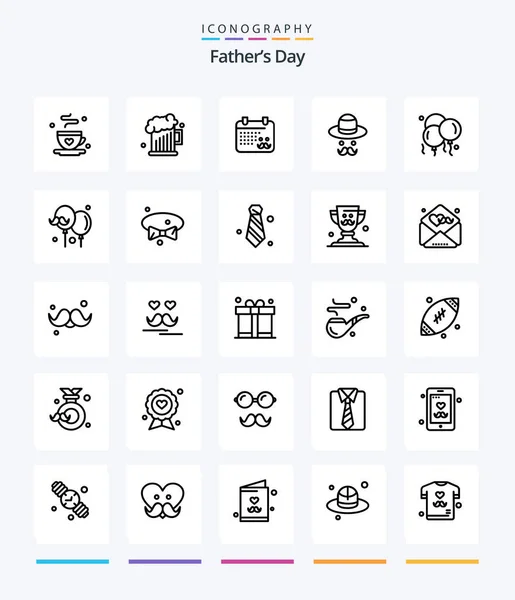 Creative Fathers Day Outline Icon Pack Dad Fathers Calender Day — Stock Vector