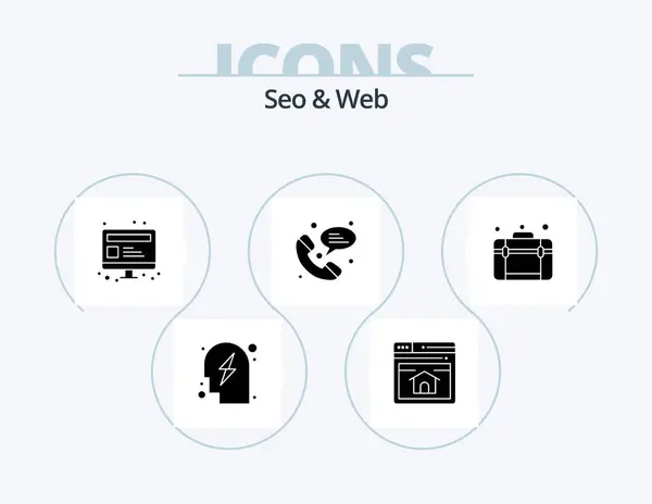 Seo Web Glyph Icon Pack Icon Design Travel Bag Computer — Stockový vektor