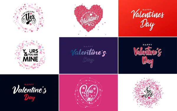 Happy Valentine Day Hand Lettering Calligraphy Text Heart Isolated White — Vector de stock