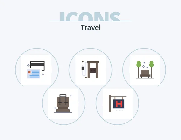 Travel Flat Icon Pack Icon Design Chair Oil Card Gas — Stockvector