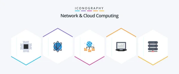 Network Cloud Computing Flat Icon Pack Including Data Tecnology World — Stock Vector