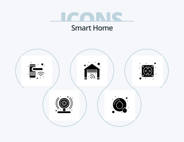 Smart Home Glyph Icon Pack Icon Design Socket Electric Print — Wektor stockowy