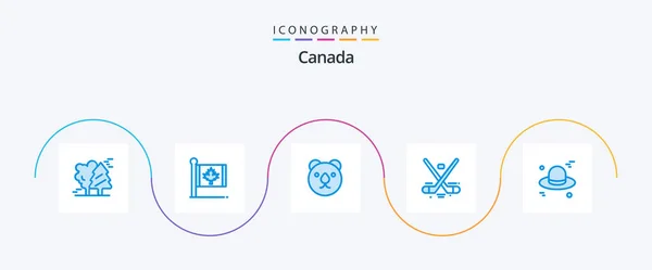 Kanada Blue Icon Pack Inklusive Olympics Hockey Löv Spel Rovdjur — Stock vektor