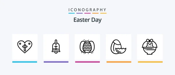 Easter Line Icon Pack Including Christian Egg Heart Easter Bird — Stock Vector