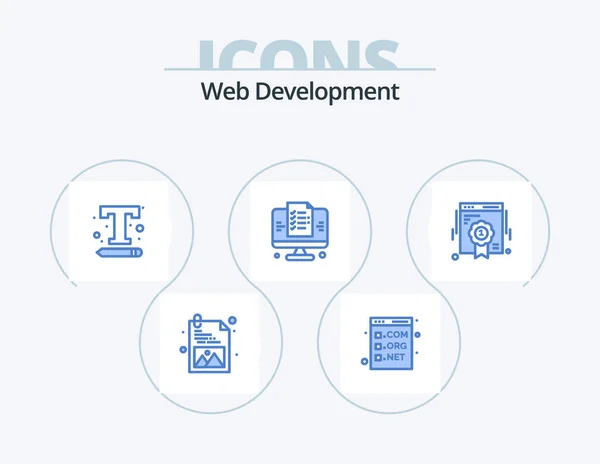 Desarrollo Web Blue Icon Pack Icon Design Una Placa Web — Archivo Imágenes Vectoriales