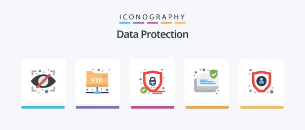Data Protection Flat Icon Pack Including Encryption Security Data Protection — Vetor de Stock