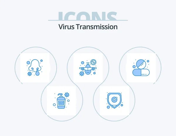 Wirus Transmisji Blue Icon Pack Projekt Ikony Narkotyk Ostrzeżenie Zimno — Wektor stockowy