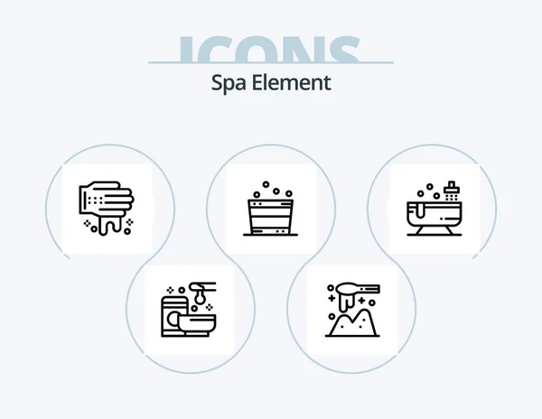 Spa Element Line Icon Pack Icon Design Waschen Wasser Badezimmer — Stockvektor