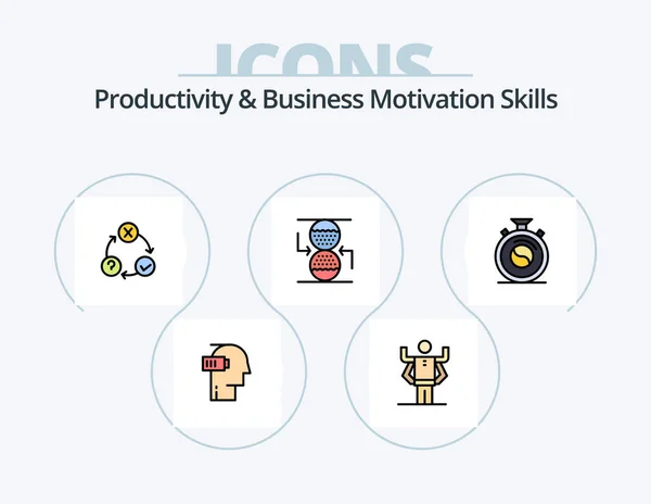 Produktivität Und Geschäftsmotivation Skills Line Gefüllt Icon Pack Icon Design — Stockvektor