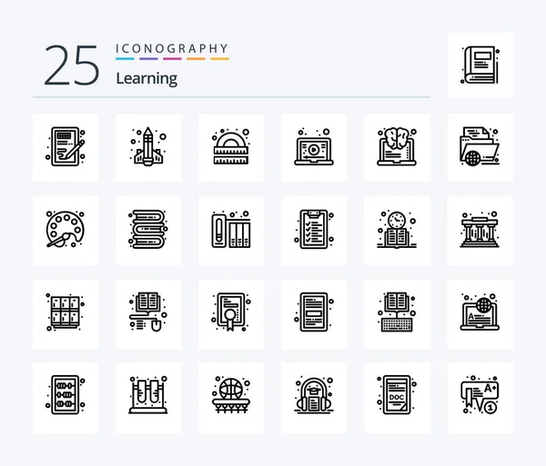 Learning Line Icon Pack Including Tutorial Internet Learning Study Learning — Wektor stockowy