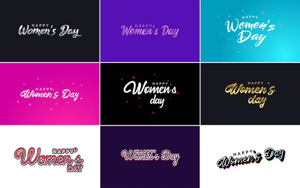 Pink Happy Women Day Typographical Design Elements International Women Day — Vector de stock