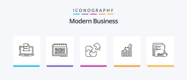 Modern Business Line Icon Pack Including Diagram Analytics Business Graph — Vettoriale Stock