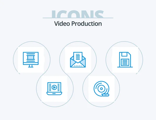 Video Production Blue Icon Pack Icon Design Newsletter Email Document — Stock Vector