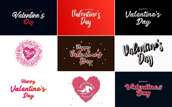Happy Valentine Day Greeting Background Papercut Realistic Style Paper Clouds — Stok Vektör