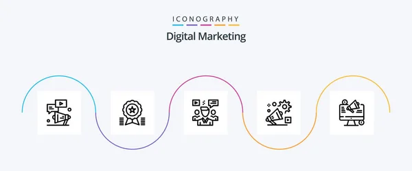 Digital Marketing Line Icon Pack Including Announcement Campaign Medal Group — Wektor stockowy