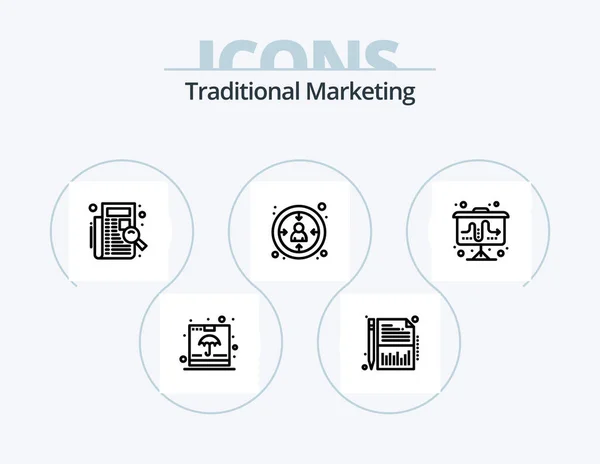 Traditional Marketing Line Icon Pack Icon Design Business Advertising Registration — Wektor stockowy