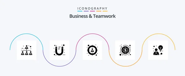 Business Teamwork Glyph Icon Pack Including Idea Employee Business Business — ストックベクタ