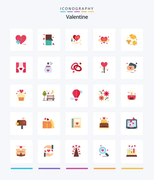 Creative Valentine Flat Icon Pack Broken Heart Love Chocolate Day — Stock Vector