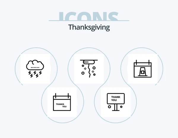 Dank Giving Line Icon Pack Icon Design Truthahn Dankbarkeit Festspiele — Stockvektor