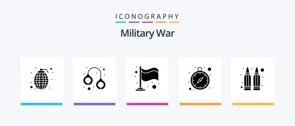 Military War Glyph Icon Pack Including Gun Gps Navigation Army — Vector de stock