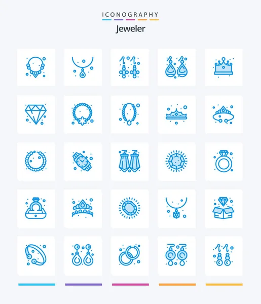 Creative Jewellery Blue Icon Pack Jewelry Cap Earplugs Jewelry Crown — Vetor de Stock