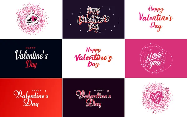 Happy Valentine Day Greeting Card Template Romantic Theme Red Color — Stockvektor