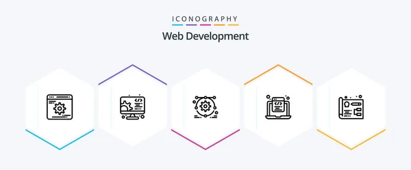 Web Development Line Icon Pack Including Development Web Развитие Программирование — стоковый вектор