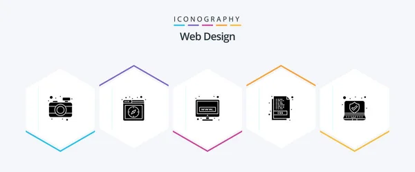 Pack Icône Web Design Glyphe Inclus Ordinateur Portable Électronique Ordinateur — Image vectorielle