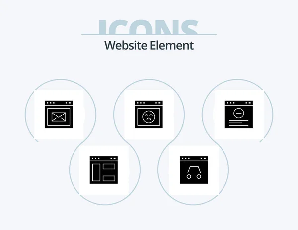Website Element Glyph Icon Pack Icoon Ontwerp Browser Bladzijde Website — Stockvector