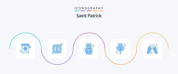 Saint Patrick Blue Ikon Pack Beleértve Ünneplést Szent Arany Patrick — Stock Vector