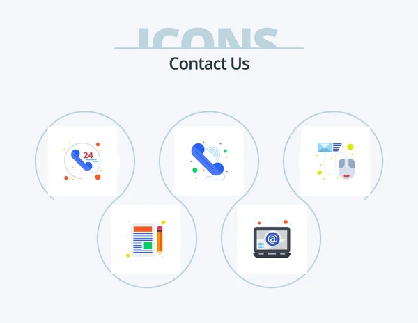 Contact Flat Icon Pack Icon Design File Data Call Wifi — Archivo Imágenes Vectoriales