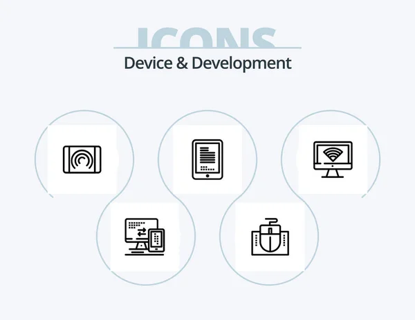 Device Development Line Icon Pack Icon Design Keyboard Document Microphone — Vetor de Stock