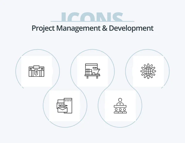 Project Management Development Line Icon Pack Icon Design Inbox Money — Stockvektor