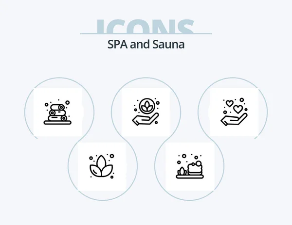 Sauna Line Icon Pack Icon Design Droop Care Lotus Lotus — Stock Vector