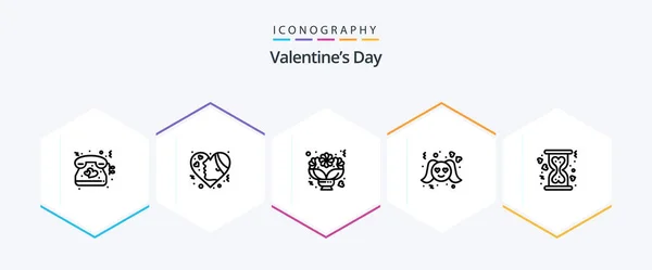 Valentines Day Line Icon Pack Including Woman Romance Love Love — ストックベクタ