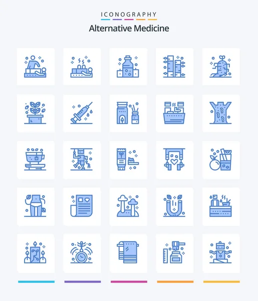 Creative Alternative Medicine Blue Icon Pack Wie Ginseng Pflanze Gesundheitswesen — Stockvektor