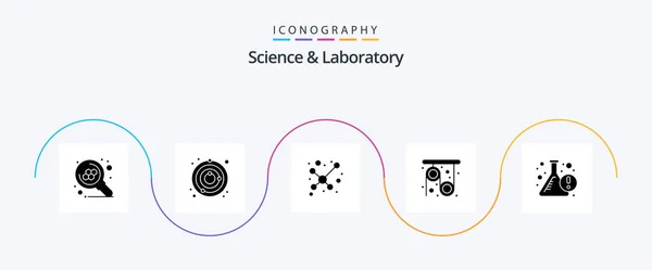 Science Glyph Icon Pack Inklusive Kolv Bägare Atom Vetenskap Trissa — Stock vektor