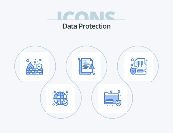 Gegevensbescherming Blue Icon Pack Icon Design Kaart Bescherming Vuur Netwerk — Stockvector