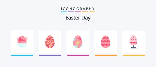 Easter Flat Icon Pack Mit Gekochtes Gekocht Osterei Kreatives Ikonendesign — Stockvektor