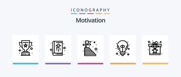 Motivation Line Icon Pack Including Badge Social Checklist Reward Position — Stock Vector