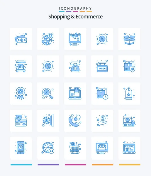 Creative Shopping Ecommerce Blue Icon Pack Package Значок Маркетинг Tag — стоковый вектор